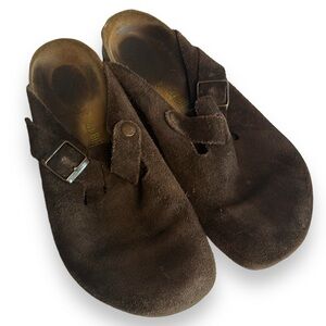 Birkenstock Boston sz 41 women’s 10 brown suede leather mules